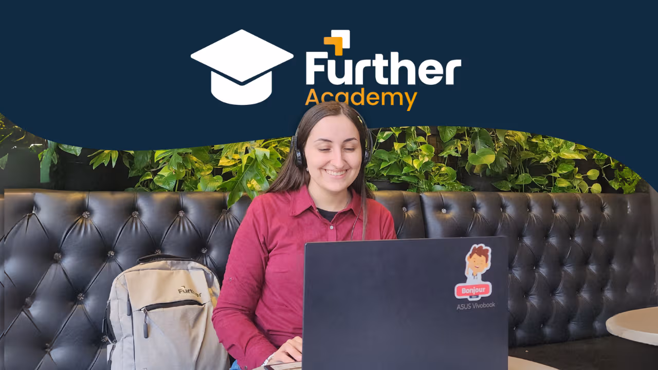 Student learning English online from their computer